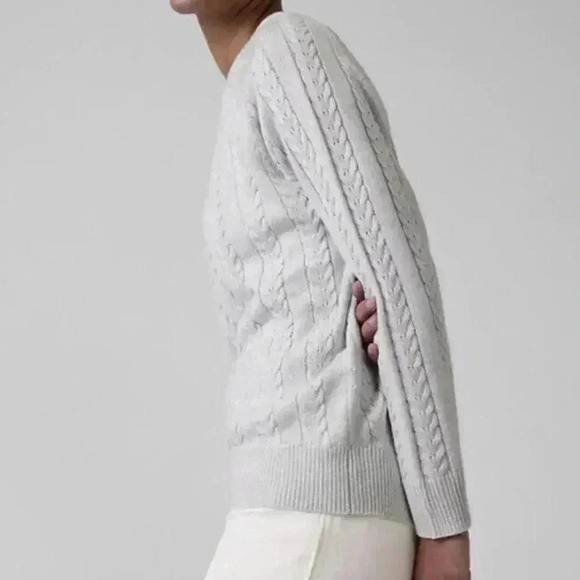 Athleta Crossroads Crew Sweater Bright White Metallic, Holidays, Sparkle Size M - Picture 12 of 15